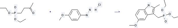 4-Methoxyphenylhydrazine hydrochloride can react with (3-oxo-butyl)-phosphonic acid diethyl ester to get methyl-2 methoxy-5 indole-3-methylphosphonate de diethyle.