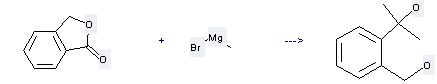 Phthalide can react with methylmagnesium bromide to get 2-(a-hydroxy-isopropyl)-benzyl alcohol. 
