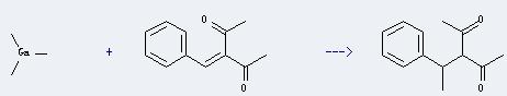 Trimethyl gallium can react with benzylideneacetone to get 3-(1-phenylethyl)pentane-2,4-dione